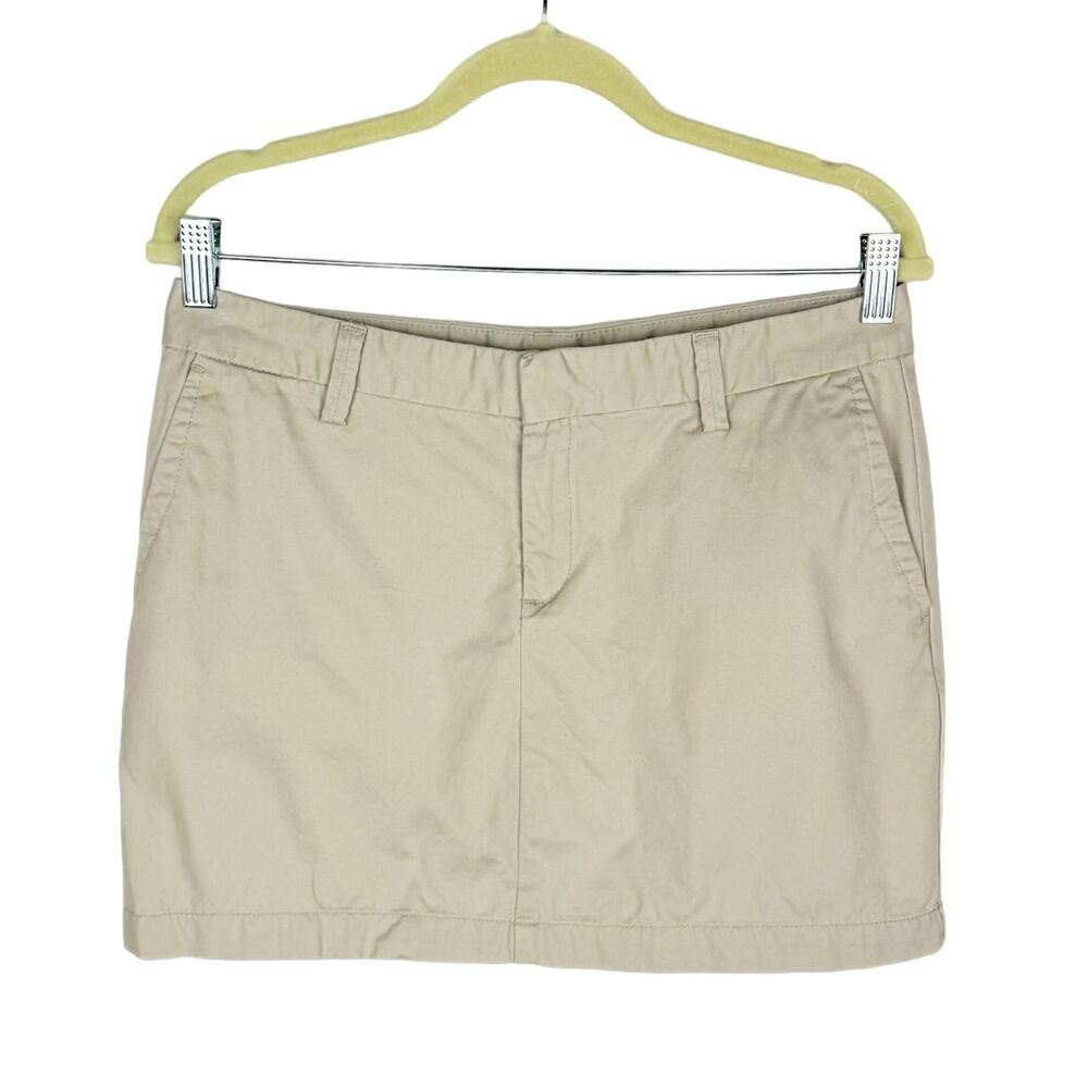 Gap Beige/Cream/Khaki 100% Cotton Preppy Y2K Retro Mini Skirt Sz 8 Bottoms